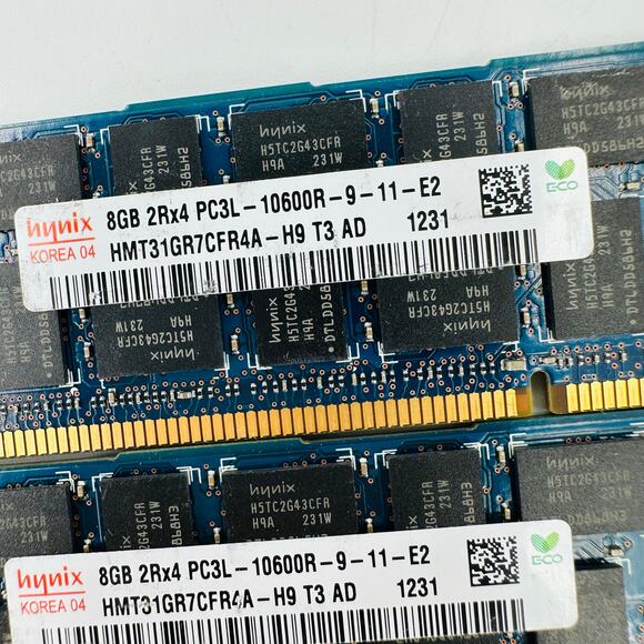 Lot of 64GB (8 x 8GB): Hynix 8GB 2Rx4 PC3L-10600R-9-11-E2 Server Memory - Picture 2 of 8